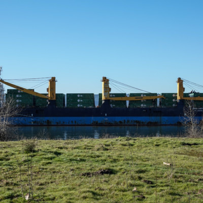 … this is what was on the river in the fog. We had no idea it was there.