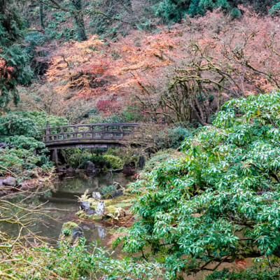 The lingering colors behind the Moon Bridge.