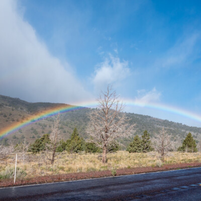 Morning rainbow leaving Summer Lake, Central Oregon, Spring 2024