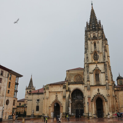 Catedral de San Salvador in Oviedo, Spain. The original structure goes back to 1388, with the tower added in 1528.