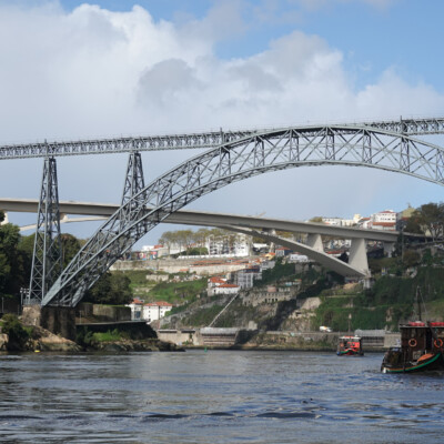 Porto bridges seen from the Douro River.