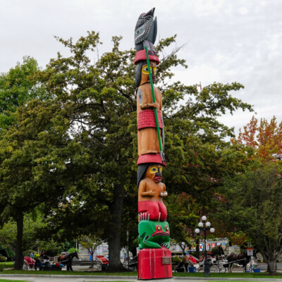 Knowledge Totem, by Coast Salish Master Carver Cicero August, raised in 1990