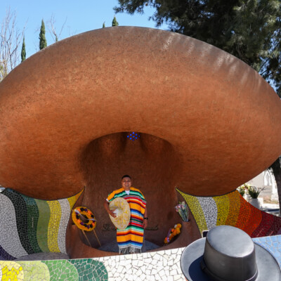 People lined up to have their pictures taken here